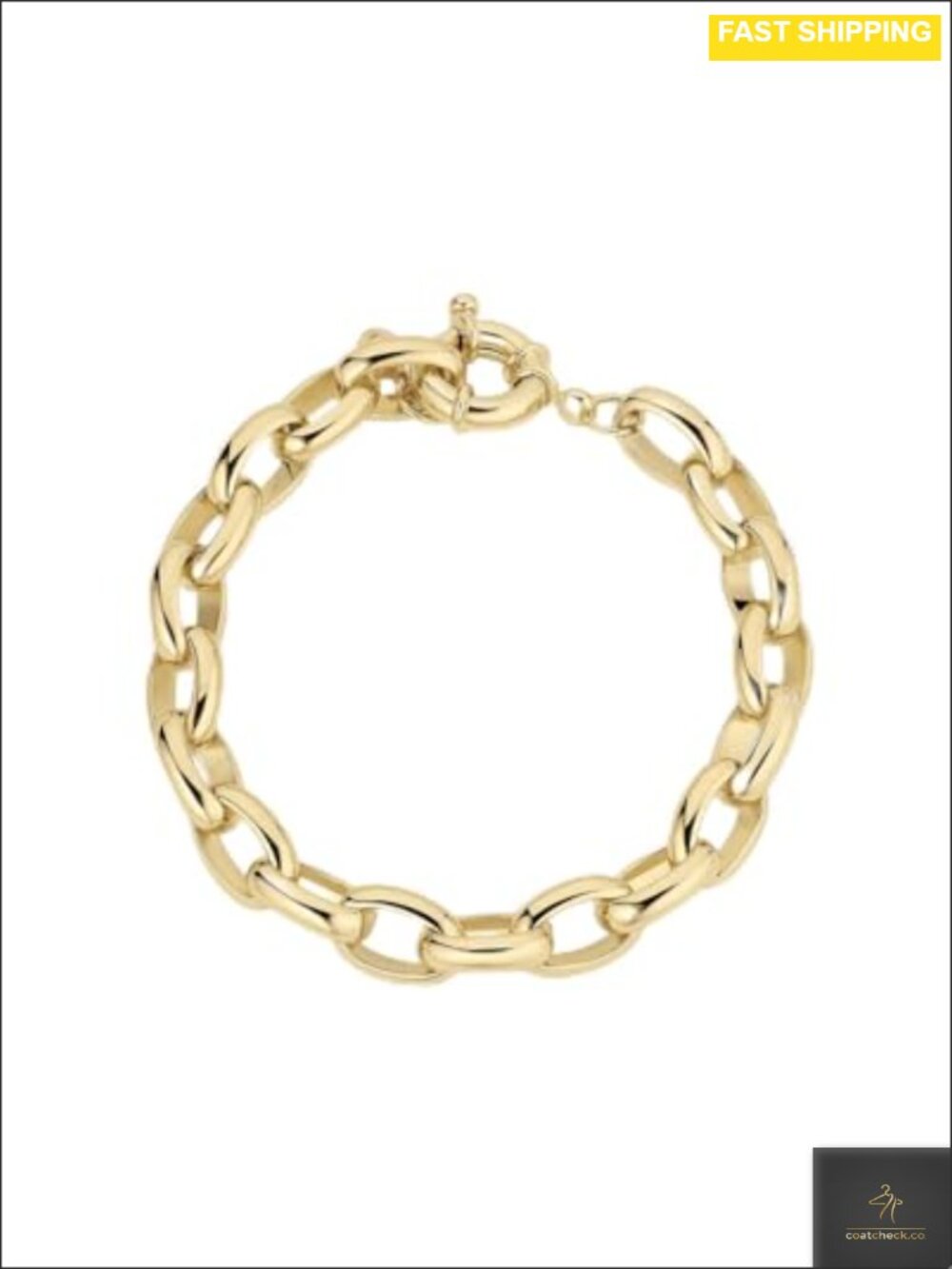 Gold Plated Link Bracelet with Spring Ring Closure